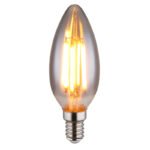 Bec LED din sticlă fumurie, ø: 35mm, I: 98mm, incl. 1x E14 LED 6W 230V, 380lm Sursă, 380lm Ieșire, 1800K