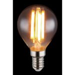 Bec LED din sticlă fumurie, aluminiu argintiu metalic, PVC alb lucios, direcția luminii: sus și jos, ø: 45mm, I: 78mm, incl. 1x E14 ILLU 6W 230V, 380lm Sursă, 380lm Ieșire, 1800K - imagine 2