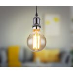 Bec LED din sticlă fumurie, aluminiu argintiu metalic, PVC alb lucios, direcția luminii: sus și jos, ø: 45mm, I: 78mm, incl. 1x E14 ILLU 6W 230V, 380lm Sursă, 380lm Ieșire, 1800K - imagine 3