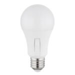Bec LED plastic opal, plastic alb mat, aluminiu nichel mat, comutator glisant, comutator pas cu pas, ø: 60mm, H: 120mm, incl. 1x E27 LED 9W 230V, 830lm sursă, 830lm ieșire, CCT 3000/4000/6500K