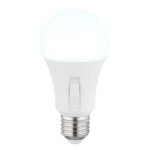Bec LED plastic opal, plastic alb mat, aluminiu nichel mat, comutator glisant, comutator pas cu pas, ø: 60mm, H: 120mm, incl. 1x E27 LED 9W 230V, 830lm sursă, 830lm ieșire, CCT 3000/4000/6500K - imagine 3