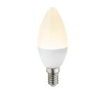 Bec LED, ceramica, alb, forma lumanare, Ø37, V:99, 1xE14 LED 4.9W 230V, 470lm, 3000K.