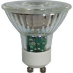 Bec LED, ceramica alba si croma, sticla transparenta, Ø50, H:53, 1xGU10 LED, max. 4,9W 230V, 345lm, 4000K