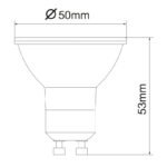 Bec LED, alb ceramic, crom, sticla transparenta, Ø50, 1xGU10 LED 4,9W 230V, 345lm, 3000K. - imagine 2