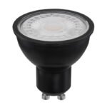 Bec LED, plastic transparent si negru, reglabil, Ø50, H:53, 1xGU10 LED 6,5W 230V 450lm 3000K