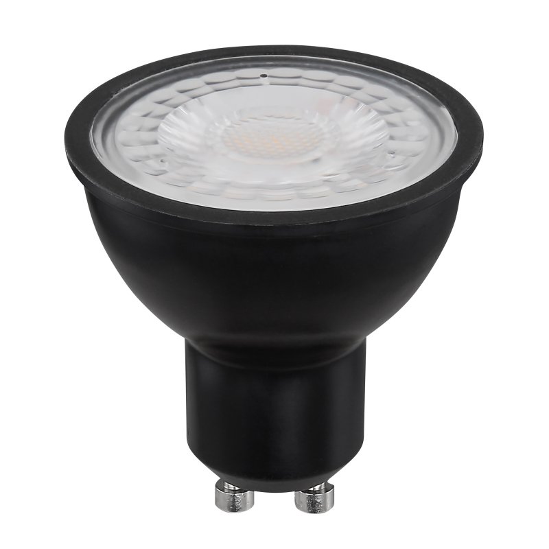 led-bulb-10804dk-g27668-2 Bec LED, plastic transparent si negru, reglabil, Ø50, H:53, 1xGU10 LED 6,5W 230V 450lm 3000K - imagine 1