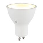 LED iluminant plastic alb, plastic satinat, aluminiu nichel mat, comutator glisant, comutator pas cu pas, ø: 50mm, H: 58mm, incl. 1x GU10 LED 5W 230V, 450lm sursă, 450lm ieșire, CCT 3000/4000/6500K - imagine 3