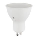 LED iluminant plastic alb, plastic satinat, aluminiu nichel mat, comutator glisant, comutator pas cu pas, ø: 50mm, H: 58mm, incl. 1x GU10 LED 5W 230V, 450lm sursă, 450lm ieșire, CCT 3000/4000/6500K