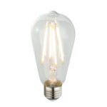 Bec LED, sticla transparenta, E27 Edison, forma para, Ø64, H:140, 1xE27 LED 7W 230V, 800lm, 3000K.