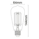 Bec LED, sticla transparenta, E27 Edison, forma para, Ø64, H:140, 1xE27 LED 7W 230V, 800lm, 3000K. - imagine 3