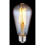 Bec LED, metal argintiu, sticla chihlimbar, E27 Edison, in forma de para, ø64, H: 140, E27 LED 7W 230V, 720lm, 2700K - imagine 2
