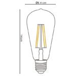Bec LED, metal argintiu, sticla chihlimbar, E27 Edison, in forma de para, ø64, H: 140, E27 LED 7W 230V, 720lm, 2700K - imagine 4