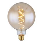 Bec LED, auriu, sticla chihlimbar, E27 Edison, GLOBE, dimmabil, Ø125, H:175, 1xE27 LED 4,5W 230V, 200lm, 1800K.