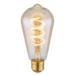Bec LED, auriu, sticla chihlimbar, E27 Edison, forma para, dimmabil, Ø64, H:140, 1xE27 LED 4,5W 230V, 200lm, 1800K.