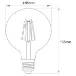 Bec, sticla chihlimbar, sticla decorativa, reglabil, Ø 95, H: 140, 1xE27 LED 4W 230V, 380lm, 2700K - imagine 4