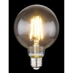 Bec LED decorativ, metal argintiu, sticla transparenta, Glob, Ø 95, H: 140, 1xE27 LED 7W 230V, 750lm, 2700K - imagine 2