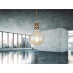 Bec, metal argintiu, sticla chihlimbar, Glob, Ø 95, H: 140, 1xE27 LED 7W 230V, 700lm, 2700K - imagine 2