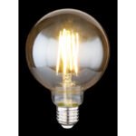 Bec, metal argintiu, sticla chihlimbar, Glob, Ø 95, H: 140, 1xE27 LED 7W 230V, 700lm, 2700K - imagine 3
