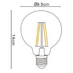 Bec, metal argintiu, sticla chihlimbar, Glob, Ø 95, H: 140, 1xE27 LED 7W 230V, 700lm, 2700K - imagine 5