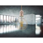Bec, metal argintiu, sticla chihlimbar, Glob, reglabil, Ø 95, H: 140, 1xE27 LED 7W 230V, 670lm, 2700K - imagine 2