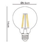 Bec, metal argintiu, sticla chihlimbar, Glob, reglabil, Ø 95, H: 140, 1xE27 LED 7W 230V, 670lm, 2700K - imagine 5
