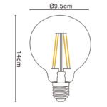 Bec, metal argintiu, sticlă transparentă, Glob, reglabil, Ø 95, H: 140, 1xE27 LED 7W 230V, 700lm, 2700K - imagine 5