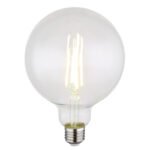 Bec LED decorativ din sticlă transparentă, reglabil, ø: 125mm, I: 175mm, incl. 1x E27 LED 7W 230V, 800lm sursă, 800lm ieșire, 4000K