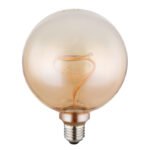 Bec LED decorativ din sticlă de chihlimbar, gradient clar, ø: 125mm, H: 164mm, incl. 1x E27 LED 4W 230V, 240lm sursă, 240lm ieșire, 1800K - imagine 4
