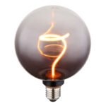 Bec LED decorativ din sticlă de culoare fumurie, gradient clar, ø: 125mm, H: 164mm, incl. 1x E27 LED 4W 230V, sursă 140lm, putere 140lm, 1800K