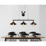 Suspensie negru, alamă antic, 4 roti intre, 90-180 cm, reglabil pe înălțime, LxWxH: 920x220x1800, excl.3xE27 60W 230V - imagine 2