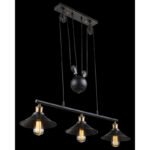 Suspensie negru, alamă antic, 4 roti intre, 90-180 cm, reglabil pe înălțime, LxWxH: 920x220x1800, excl.3xE27 60W 230V - imagine 3