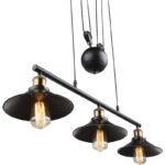 Suspensie negru, alamă antic, 4 roti intre, 90-180 cm, reglabil pe înălțime, LxWxH: 920x220x1800, excl.3xE27 60W 230V - imagine 5