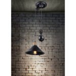 Suspensie negru, alama antic, 2 roti, intre 90-180 cm, reglabil pe inaltime, D: 300, H: 1800,  excl.  1xE27 60W 230V - imagine 2