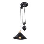 Suspensie negru, alama antic, 2 roti, intre 90-180 cm, reglabil pe inaltime, D: 300, H: 1800,  excl.  1xE27 60W 230V