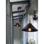 Suspensie negru, alama antic, 2 roti, intre 90-180 cm, reglabil pe inaltime, D: 300, H: 1800,  excl.  1xE27 60W 230V - imagine 3