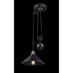 Suspensie negru, alama antic, 2 roti, intre 90-180 cm, reglabil pe inaltime, D: 300, H: 1800,  excl.  1xE27 60W 230V - imagine 4