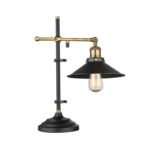 Veioza negru metalic, alama antic, reglabil, intrerupator, LxWxH: 350x220x455,  excl.  1xE27 60W 230V