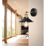 Aplica de perete negru, alama antic, WxH: 220x200, AL: 260,  excl.  1xE27 60W 230V - imagine 2