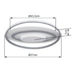Plafoniera aluminiu ,alb, plastic alb, gri, funcție cu memorie, lumină de veghe, dimabil, telecomandă, culorile pot fi fixate, D: 570, H: 70, inclusiv 1xLED 60W 230V, sursă 4200lm, ieșire 2650lm, CCT 3.000-6.00 - imagine 6