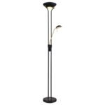 Lampă cu stativ metal, negru/aur, sticlă alb, acrilic satinat, cablu PVC negru, reglabil, dimmer, flexo, ø255mm, I:1800mm, lungime cablu 1800mm, LED 20W 230V 2200lm sursă, 1690lm ieșire, 3000K, LED 5,5W 230V, 640lm sursă, 350lm ieșire, 3000K - imagine 5