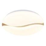 Plafonieră metal alb, plastic opal, lemn maro, mai multe niveluri prin comutator de perete, culorile pot fi fixate, funcție de memorie, ø: 390mm, H: 80mm, incl. LED 24W 230V, sursă 2790lm, ieșire 1850lm, CCT 3000/6000/4200K