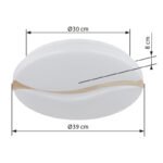 Plafonieră metal alb, plastic opal, lemn maro, mai multe niveluri prin comutator de perete, culorile pot fi fixate, funcție de memorie, ø: 390mm, H: 80mm, incl. LED 24W 230V, sursă 2790lm, ieșire 1850lm, CCT 3000/6000/4200K - imagine 6