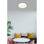 Plafonieră metal alb, plastic opal, lemn maro, mai multe niveluri prin comutator de perete, culorile pot fi fixate, funcție de memorie, ø: 390mm, H: 80mm, incl. LED 24W 230V, sursă 2790lm, ieșire 1850lm, CCT 3000/6000/4200K