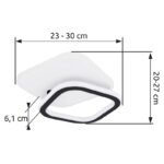 Plafoniera metal alb, metal negru mat, acril alb, partea superioară rotativă, LxLxH: 300x270x61, incl. 1xLED 30W 230V, sursă 3000lm, ieșire 1700lm, 3000K - imagine 6