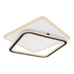 Plafoniera metal alb, metal negru, acril alb, partea superioară rotativă, funcție cu memorie, lumină de veghe, dimabilă, telecomandă, culori fixabile, 630x540x65, LED 55W 230V, sursă 5500lm, ieșire 3200lm, CCT 3.000-6.000