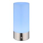 Lampă de masă metal nichel mat, plastic opal, cablu PVC alb, touch on/off, touch dimmer, schimbător de culori RGB, excl. adaptor, USB-C - USB-C, IP44, ø: 88mm, H: 190mm, cablu 1000mm, incl. RGBW LED 1.8W 230V, sursă 160lm, ieșire 100lm, 2900K - imagine 5