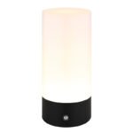 Lampă de masă metal negru mat, plastic opal, cablu PVC negru, touch on/off, touch dimmer, schimbător de culori RGB, excl. adaptor, USB-C - USB-C, IP44, ø: 88mm, H: 190mm, cablu 1000mm, incl. RGBW LED 1.8W 230V, sursă 160lm, ieșire 100lm, 2900K
