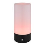 Lampă de masă metal negru mat, plastic opal, cablu PVC negru, touch on/off, touch dimmer, schimbător de culori RGB, excl. adaptor, USB-C - USB-C, IP44, ø: 88mm, H: 190mm, cablu 1000mm, incl. RGBW LED 1.8W 230V, sursă 160lm, ieșire 100lm, 2900K - imagine 3