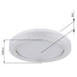 Plafonieră metal alb, plastic opal, inel cromat, cristale de plastic transparent, ø: 400mm, H: 80mm, incl. LED 24W 230V, sursă 2500lm, ieșire 1400lm, 3000K - imagine 6