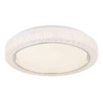 Plafonieră metal alb, plastic opal, inel cromat, cristale de plastic transparent, ø: 400mm, H: 80mm, incl. LED 24W 230V, sursă 2500lm, ieșire 1400lm, 4000K